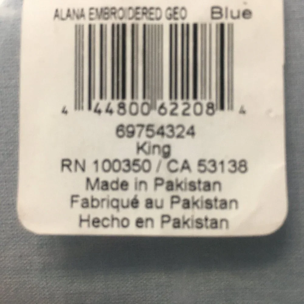 new KING Wild Sage Alana COMFORTER SET - Light Blue Embroidered Geo pattern